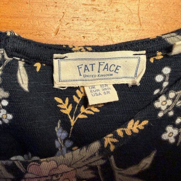 Fat Face UK cotton/modal floral jersey dress, dark navy background, size US 6 - Picture 4 of 6